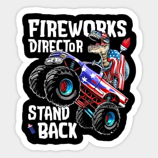 4th of July Fireworks Director T Rex Monster Truck Kids Boys Sticker